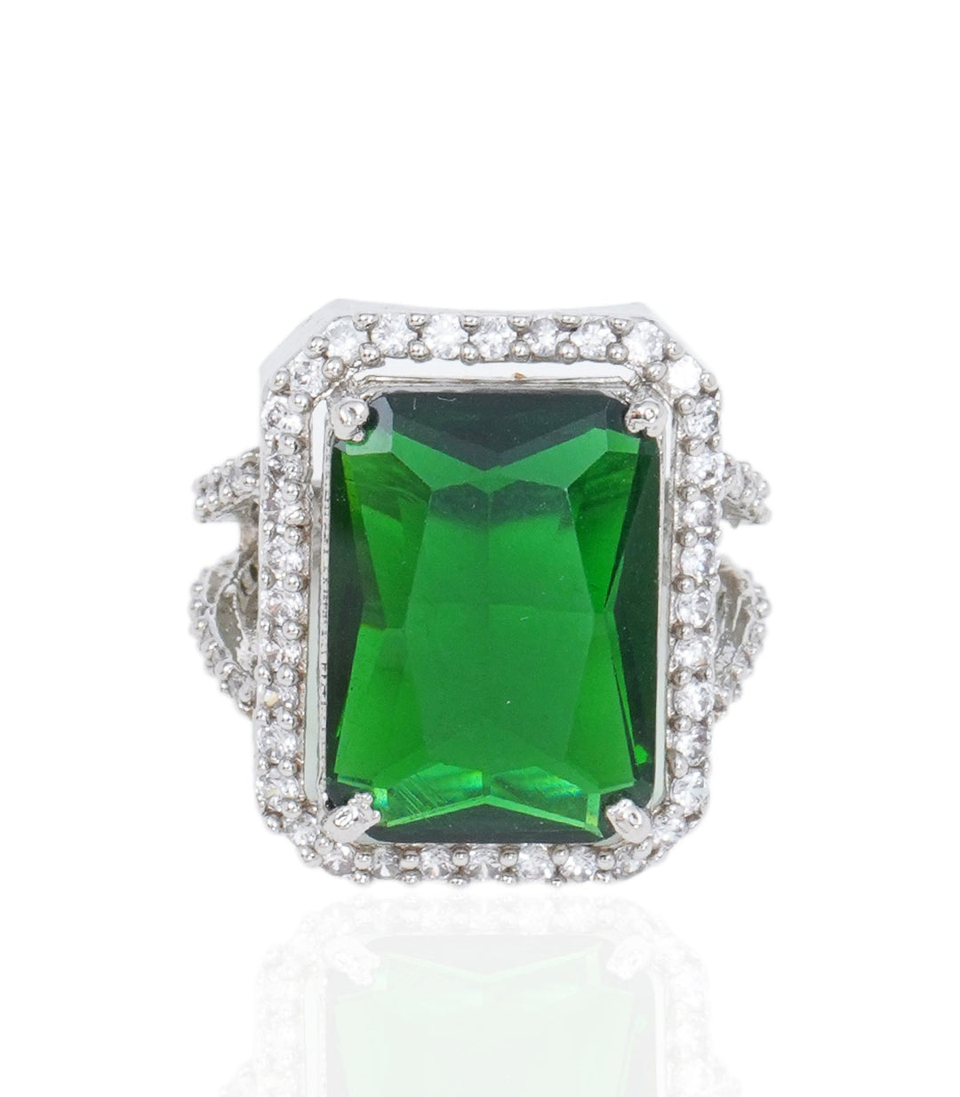 RIKEE SILVER FINISH ZIRCON RING