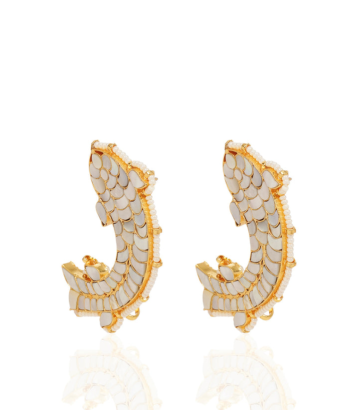 HRIDA GOLD PLATED  MOTHER OF PEARLS STATEMENT EARRINGS