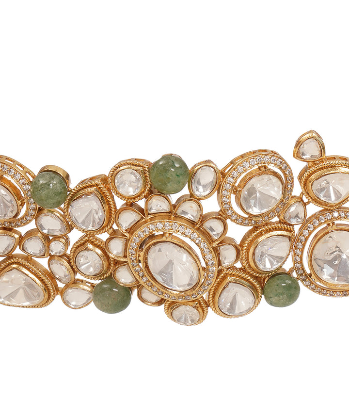 HARSHITA GREEN POLKI NECKLACE SET
