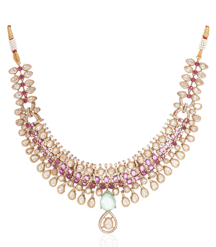 NISHA RED POLKI NECKLACE SET