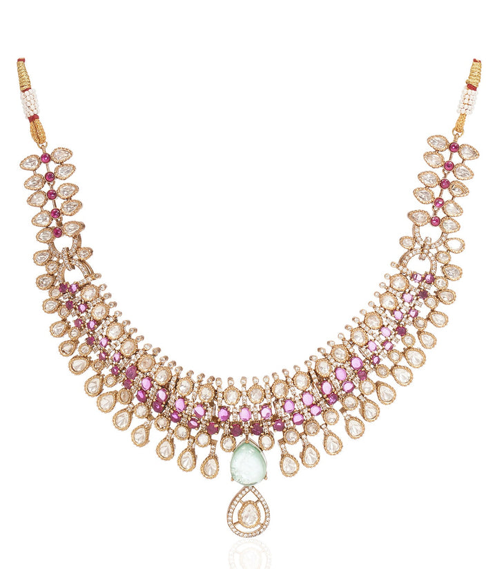 NISHA RED POLKI NECKLACE SET