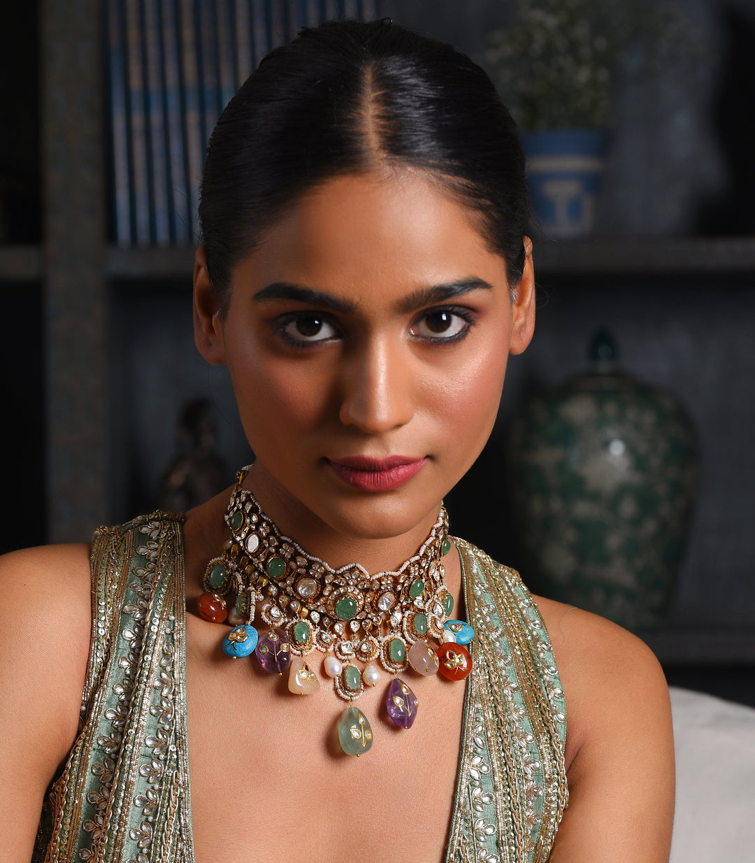 YADAVI GREEN MOISSANITE NECKLACE