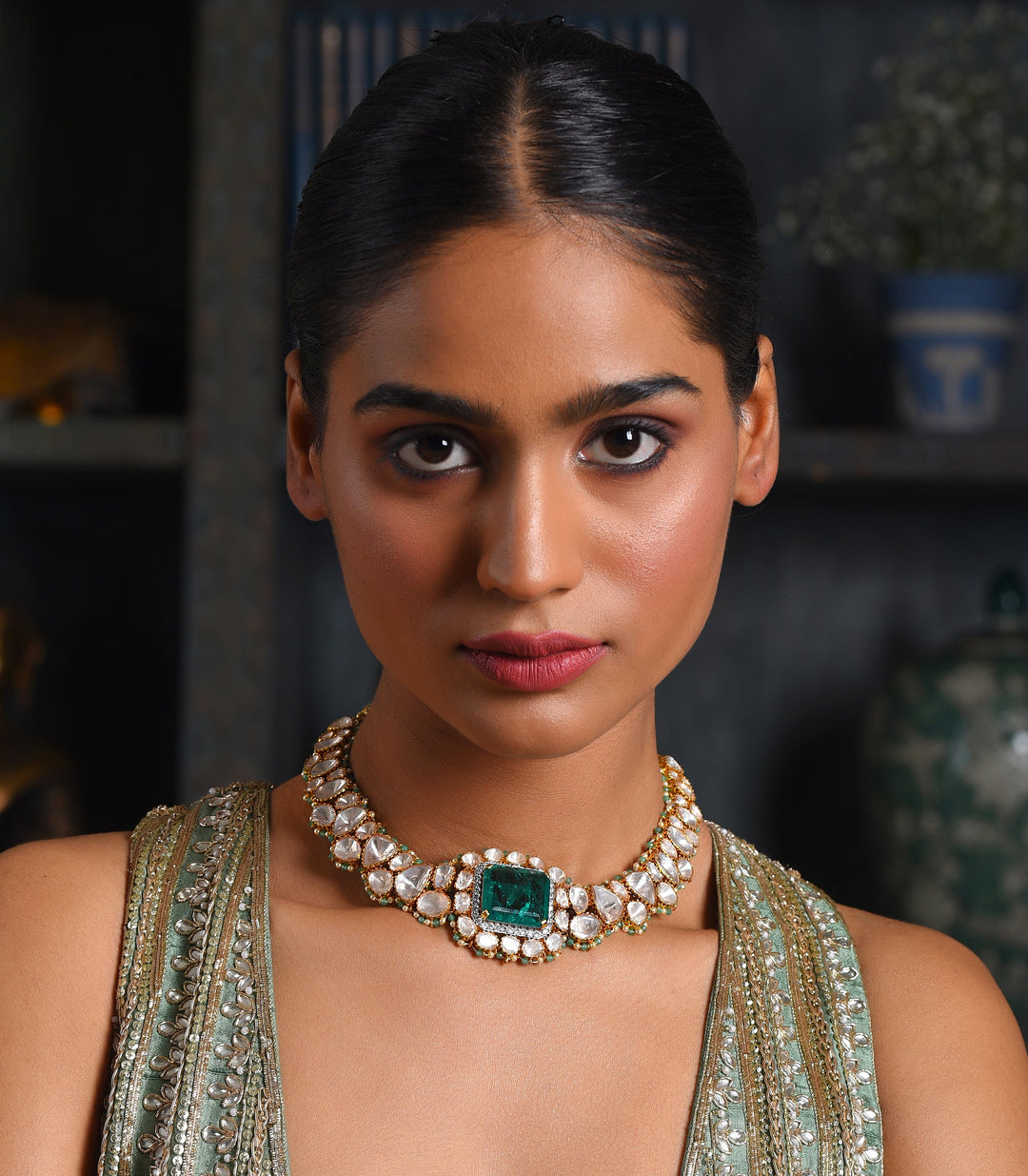 PRANSHI GREEN MOISSANITE NECKLACE