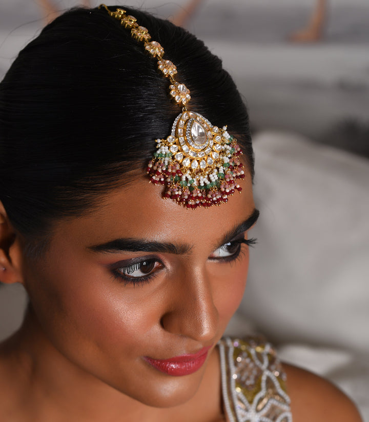 APRAJITA RED & GREEN MOISSANITE TIKA
