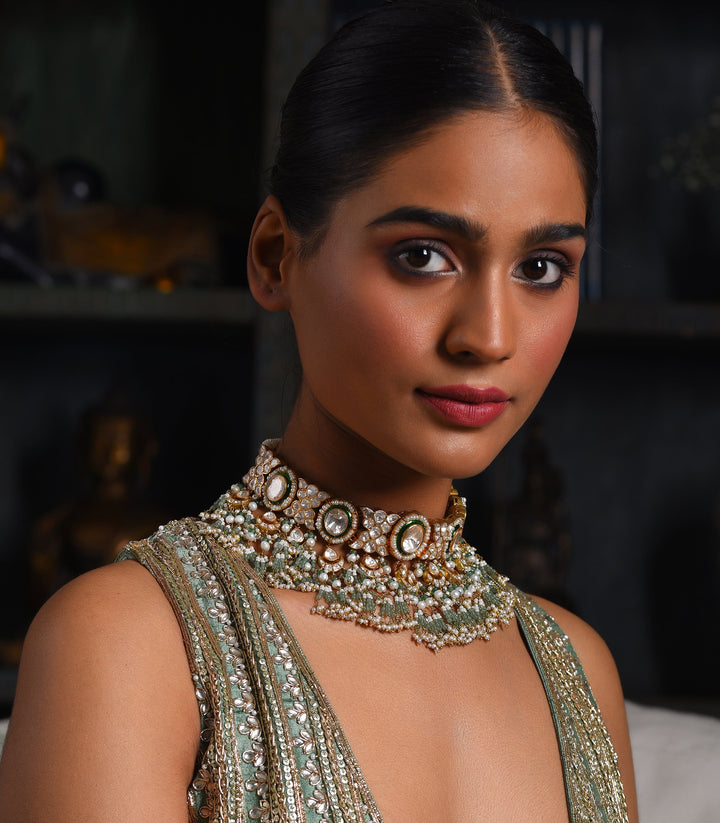 MAWYA GREEN MOISSANITE NECKLACE SET