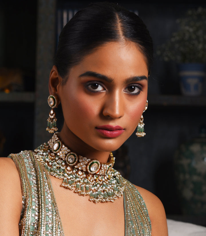 MAWYA GREEN MOISSANITE NECKLACE SET