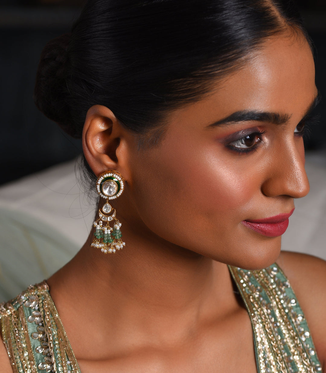 MAWYA GREEN MOISSANITE NECKLACE SET