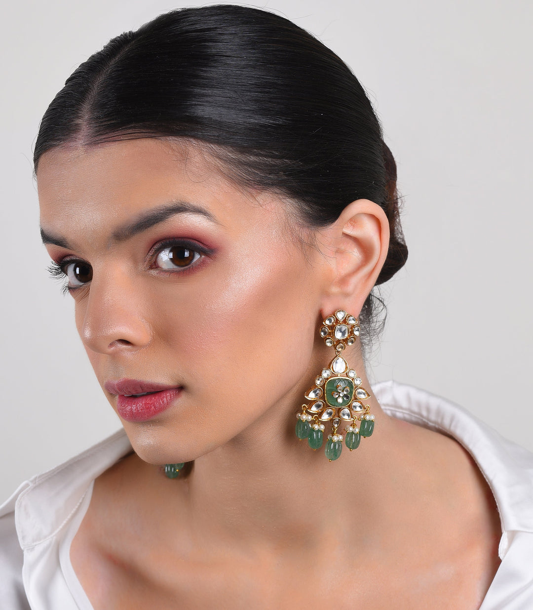 MAWYA MINT GREEN POLKI NECKLACE SET