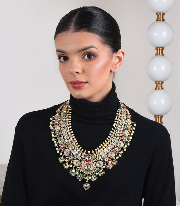 Vinaya Red & Green Necklace Set