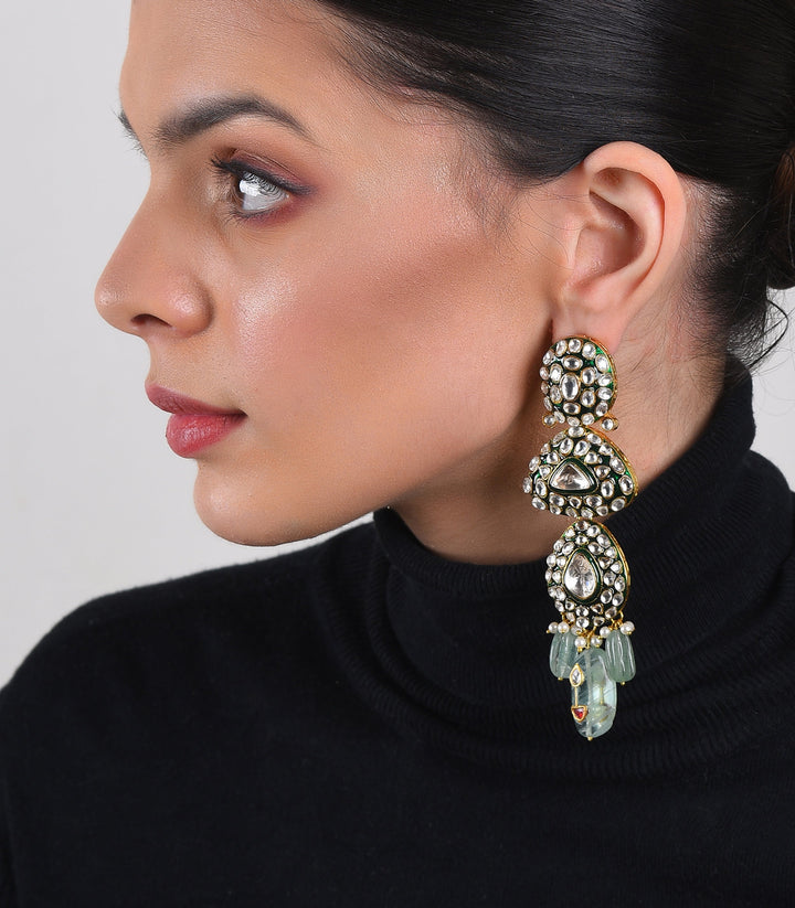 MAWYA GREEN POLKI NECKLACE SET