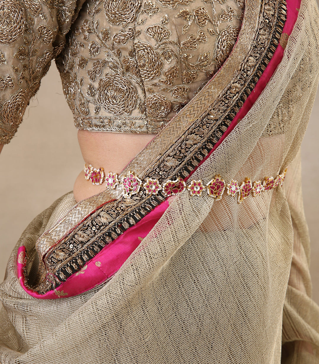 JAYASWI RED KUNDAN WAIST BELT
