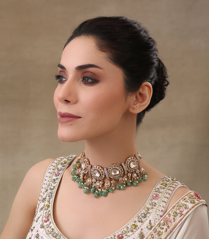 LAVANYA ANTIQUE GREEN POLKI CHOKER