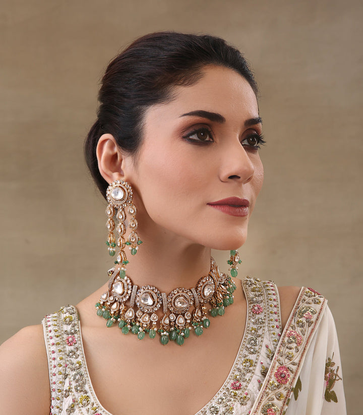 LAVANYA ANTIQUE GREEN POLKI CHOKER