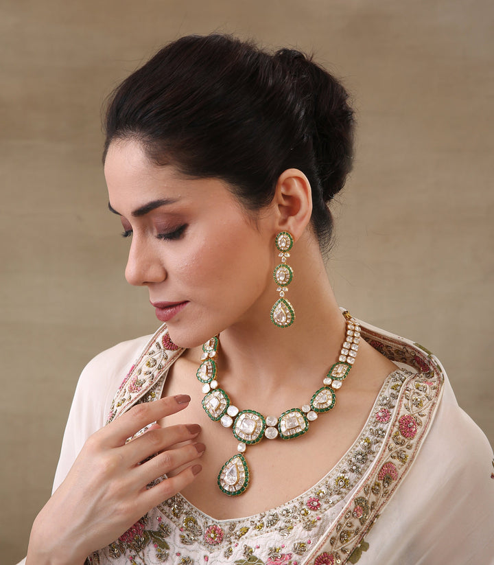 BHAVIKA GREEN MOISSANITE NECKLACE SET