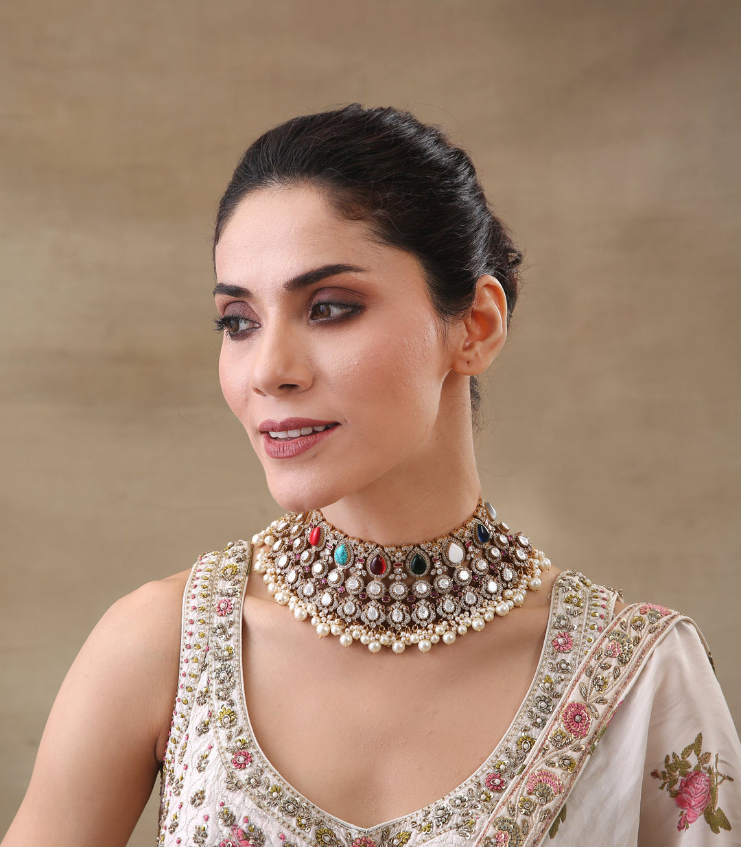 TANISHREE NAVRATAN  POLKI  NECKLACE SET