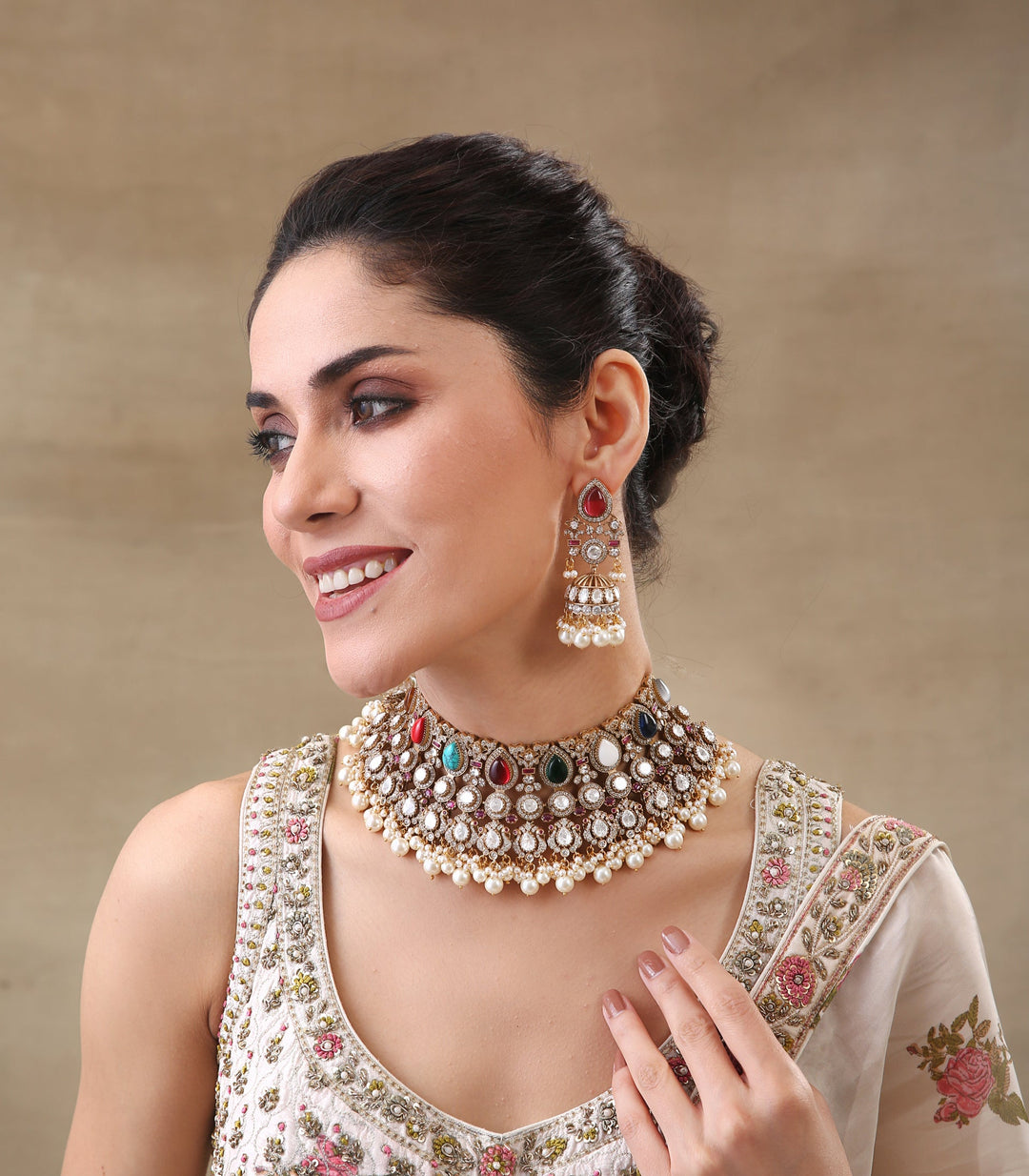 TANISHREE NAVRATAN  POLKI  NECKLACE SET