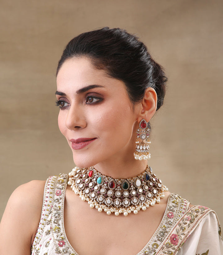 TANISHREE NAVRATAN  POLKI  NECKLACE SET