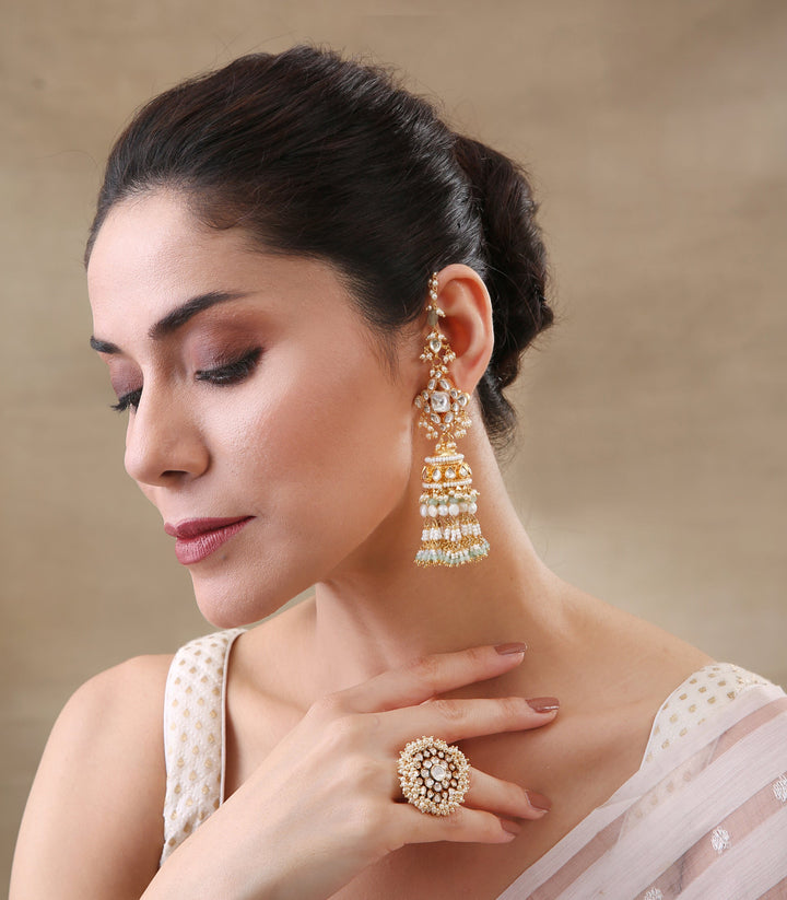 BHAVIYA WHITE & GREEN KUNDAN