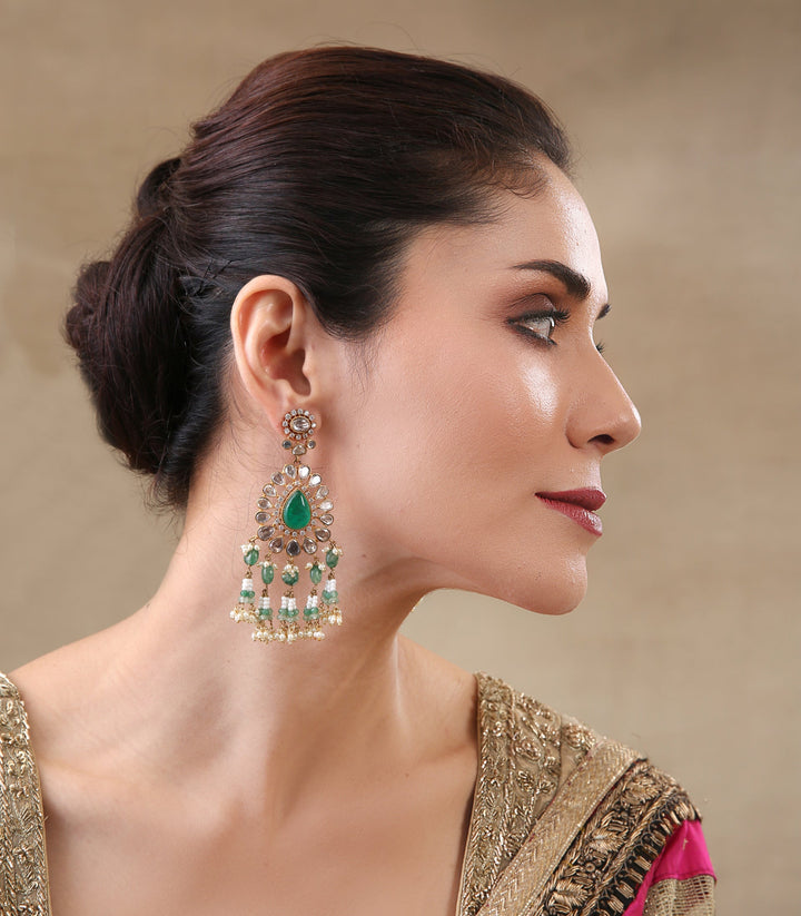 GAURI GREEN KUNDAN EARRINGS