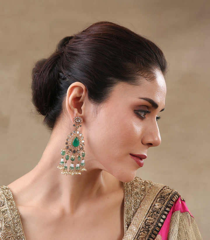 GAURI GREEN KUNDAN EARRINGS