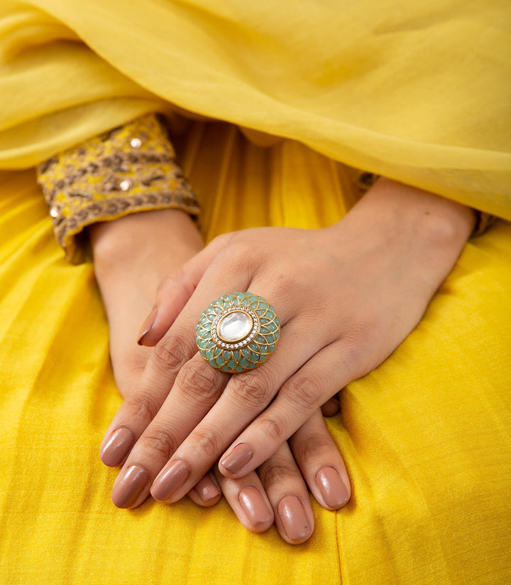 DHIMAHI MINT POLKI RING