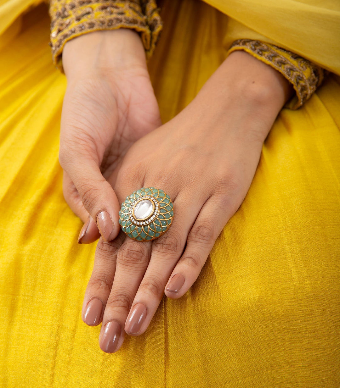 DHIMAHI MINT POLKI RING