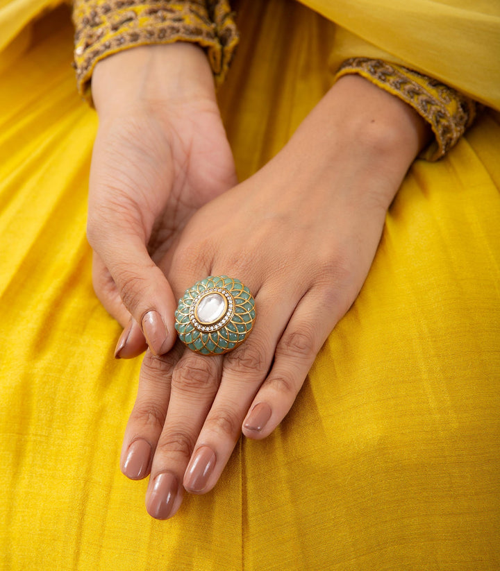 DHIMAHI MINT POLKI RING