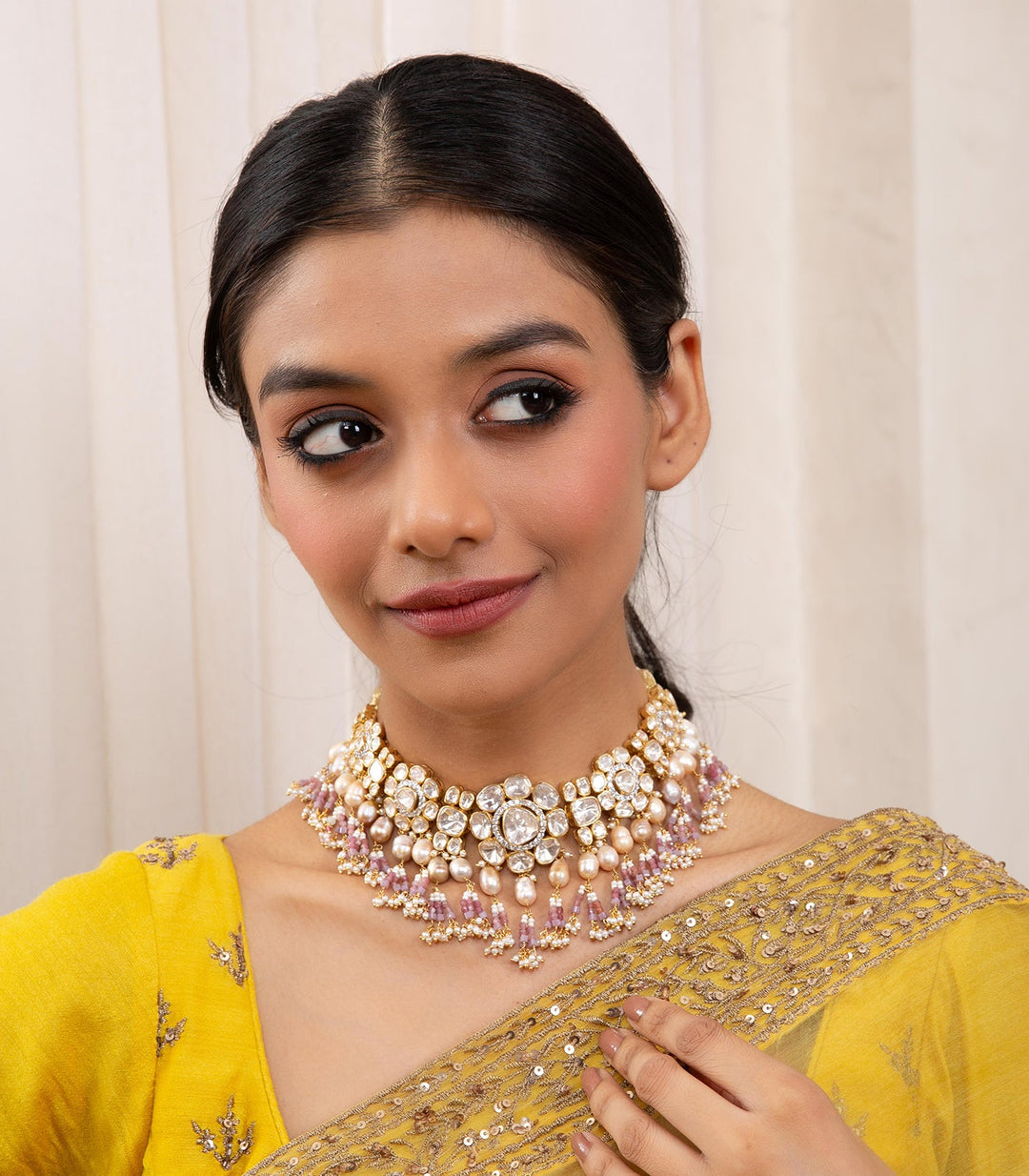 NIDHIMA PINK MOISSANITE NECKLACE SET