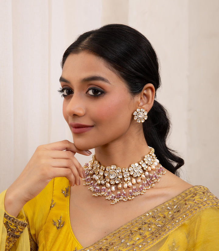 NIDHIMA PINK MOISSANITE NECKLACE SET