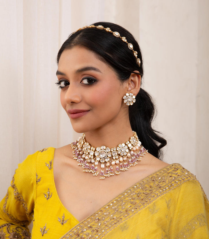 NIDHIMA PINK MOISSANITE NECKLACE SET