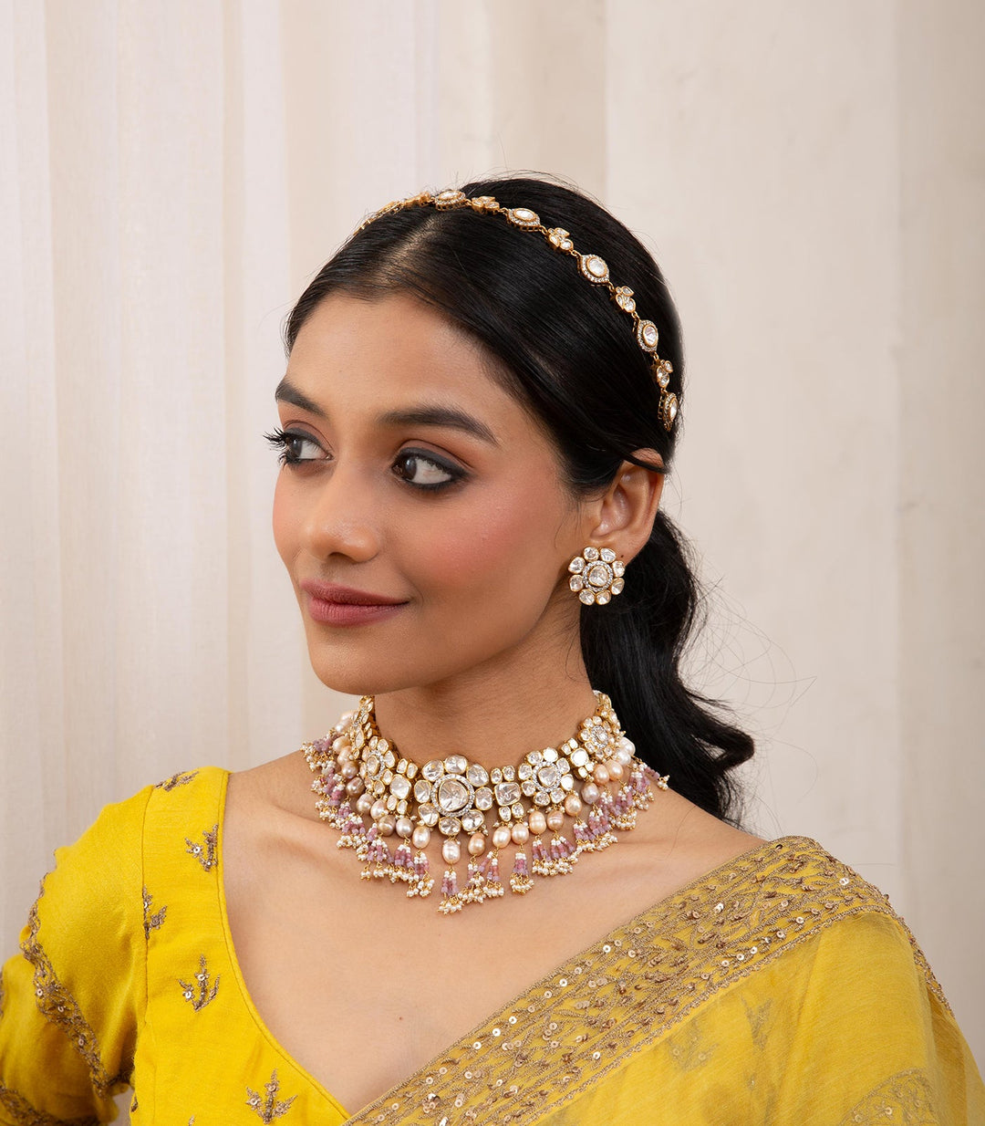 NIDHIMA PINK MOISSANITE NECKLACE SET