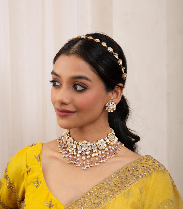 NIDHIMA PINK MOISSANITE NECKLACE SET