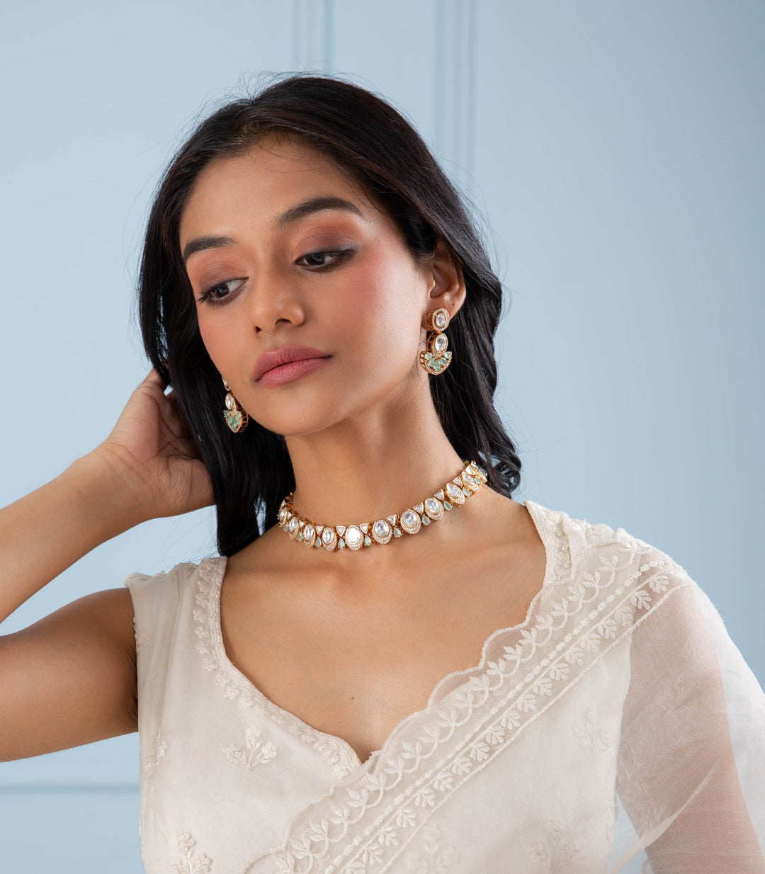 VINISHA MINT KUNDAN NECKLACE SET