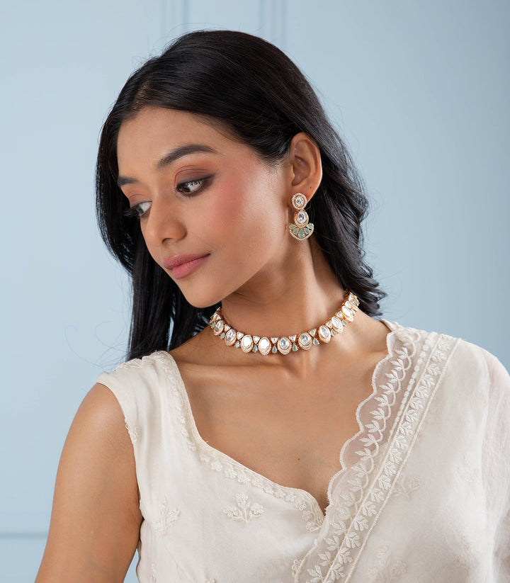 VINISHA MINT KUNDAN NECKLACE SET