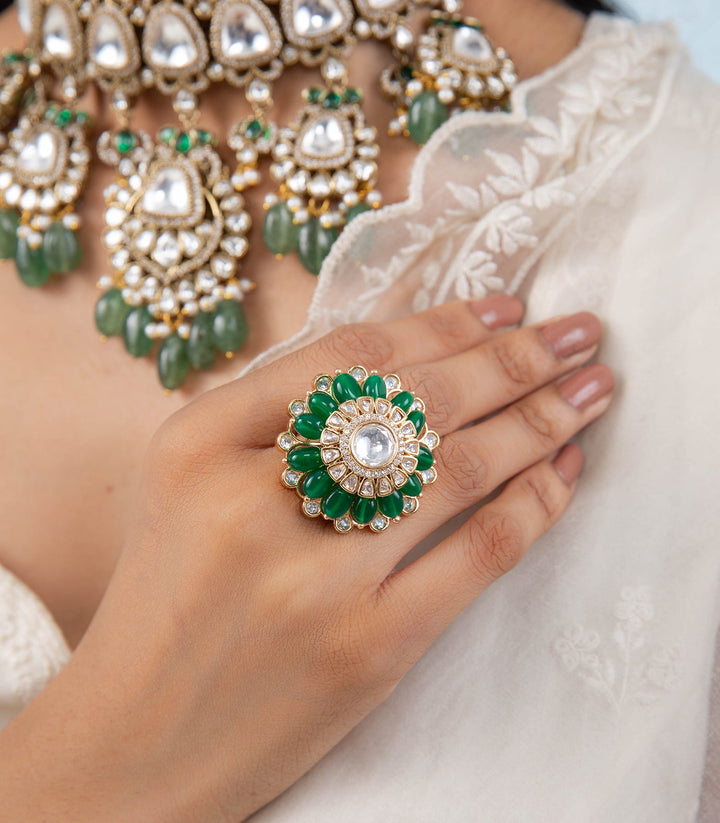 HINA GREEN KUNDAN RING