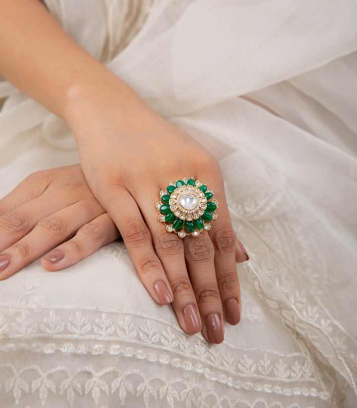 HINA GREEN KUNDAN RING