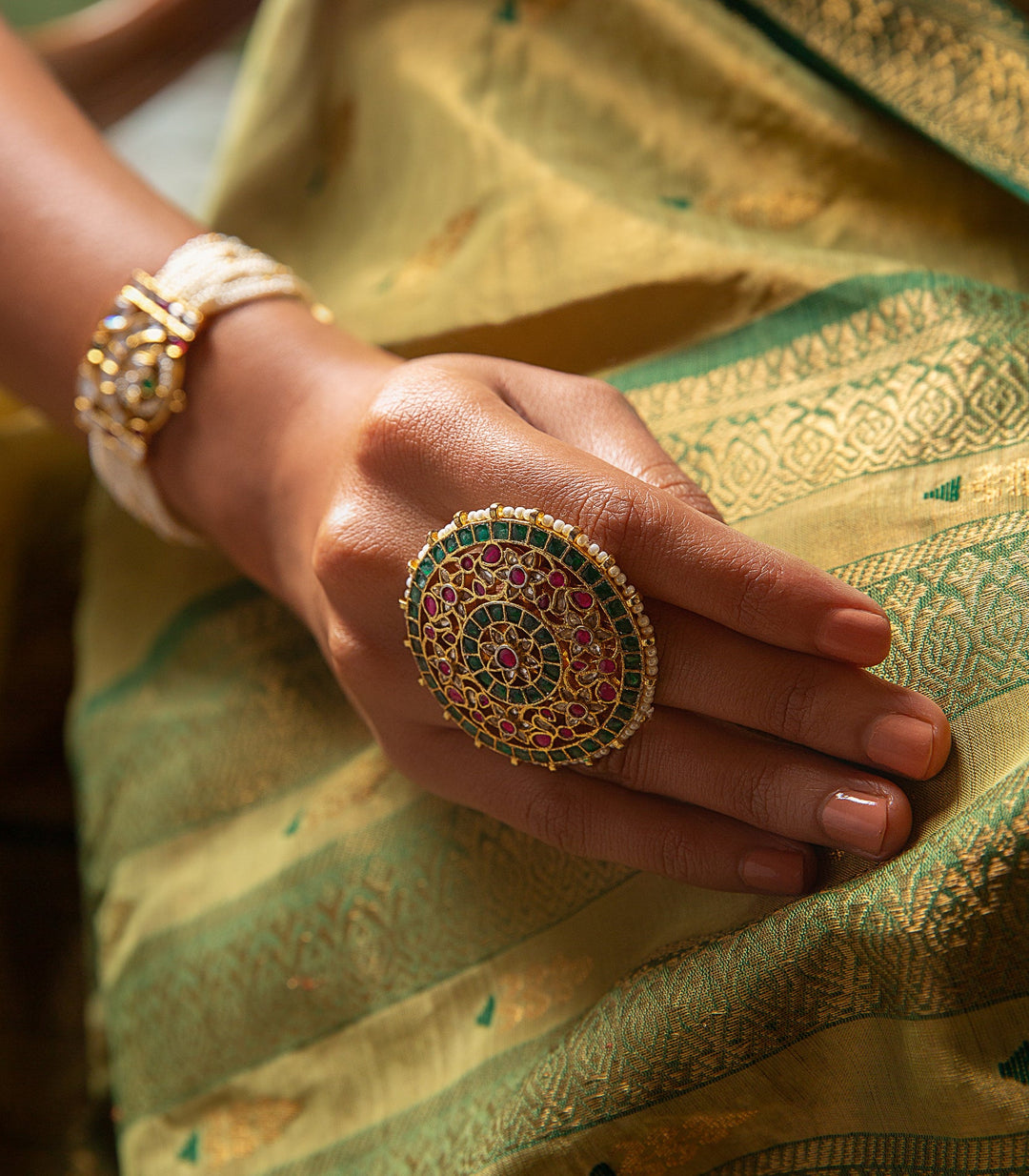 MRINALINI RED & GREEN RING