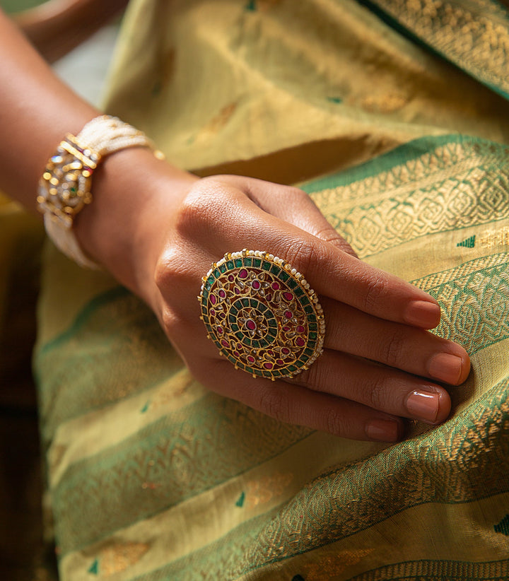 MRINALINI RED & GREEN RING