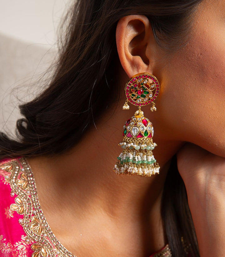 LAVANYA RED & GREEN JHUMKA