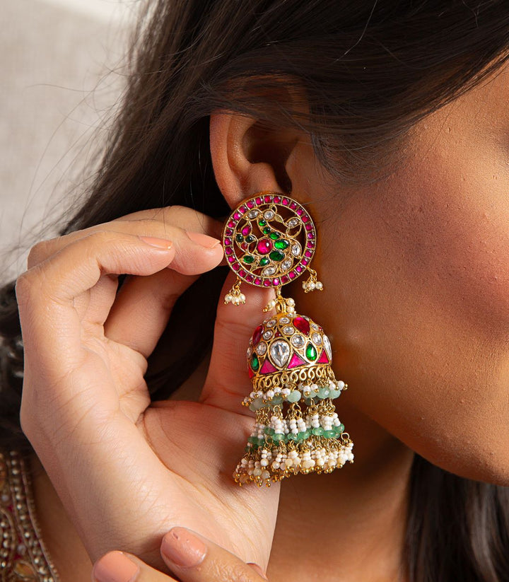 LAVANYA RED & GREEN JHUMKA