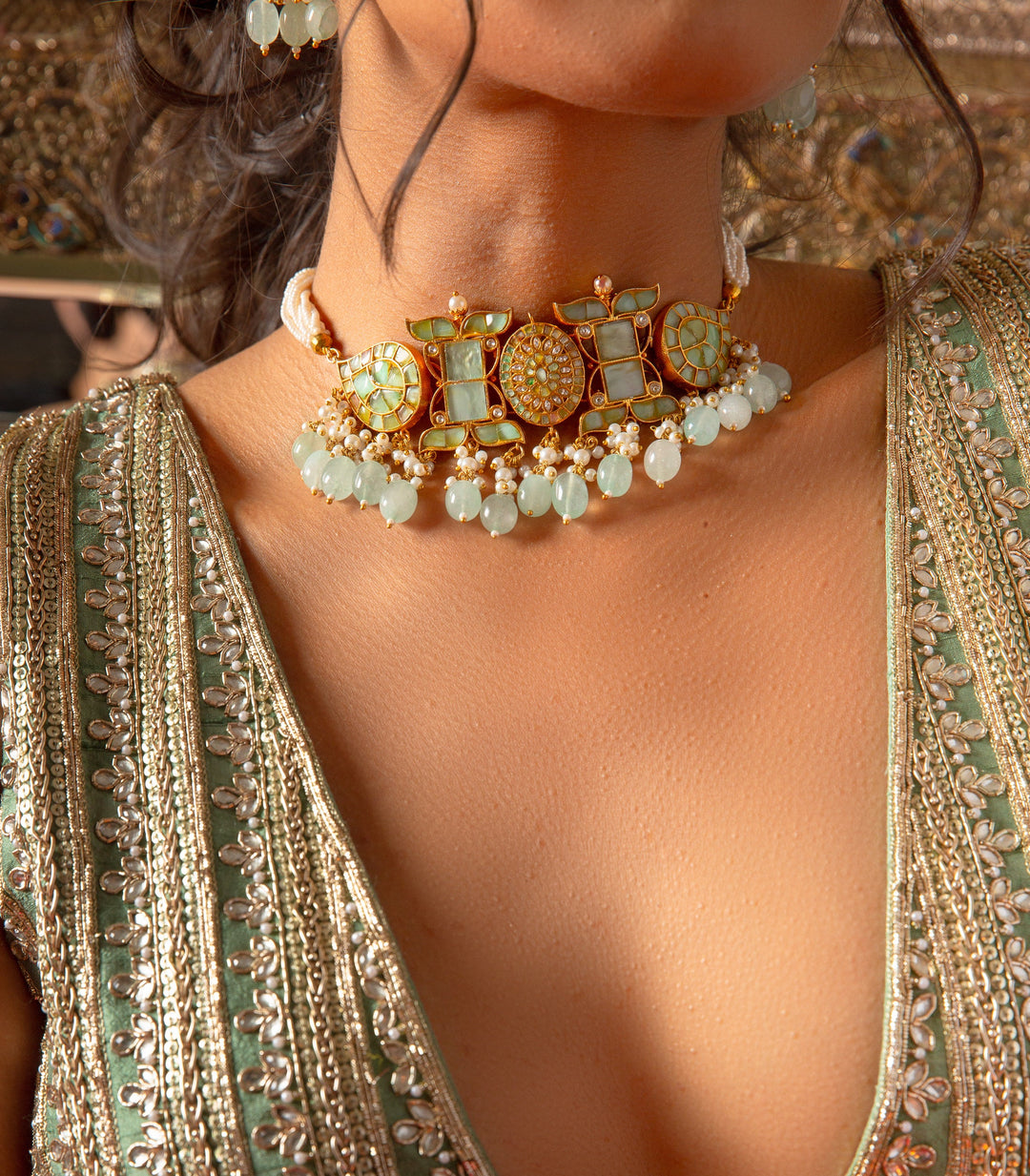 VINAYA MINT GREEN CHOKER SET