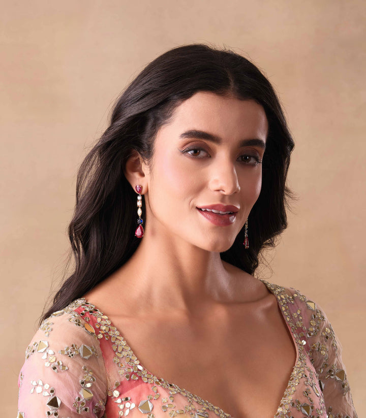 AADHIYASHREE SILVER FINISH MULTI COLOUR NECKLACE SET