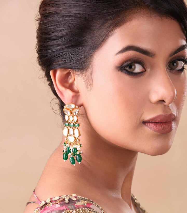 AZHA GREEN GOLD PLATED MOISSANITE  NECKLACE SET