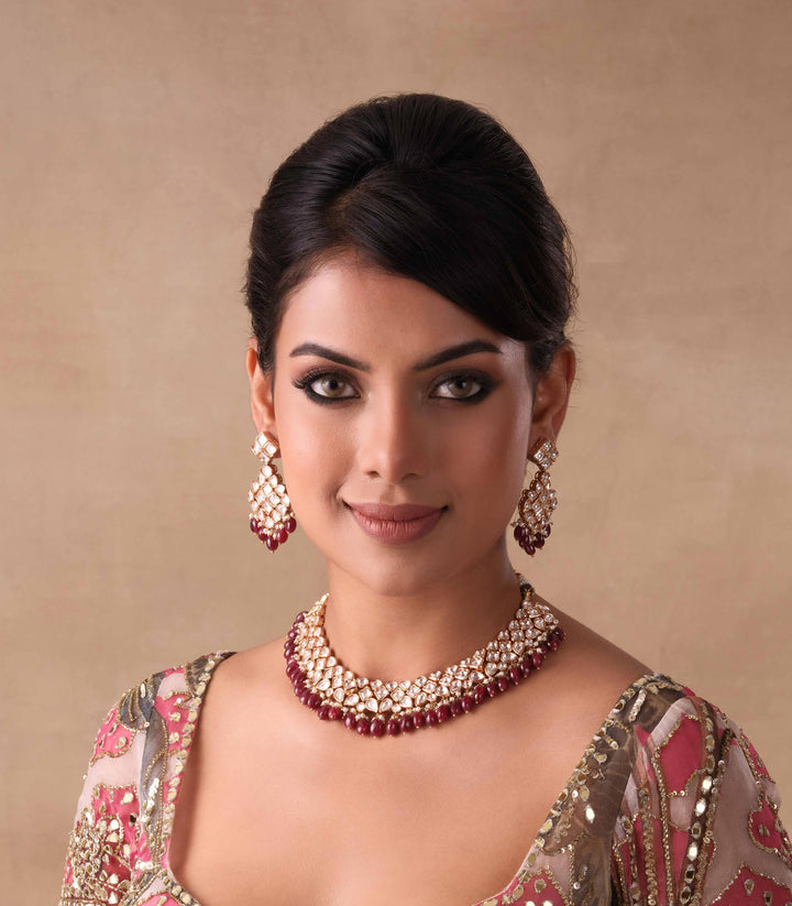 NIMAI RUBY KUNDAN NECKLACE SET
