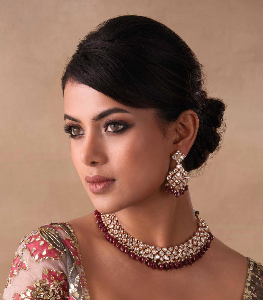 NIMAI RUBY KUNDAN NECKLACE SET
