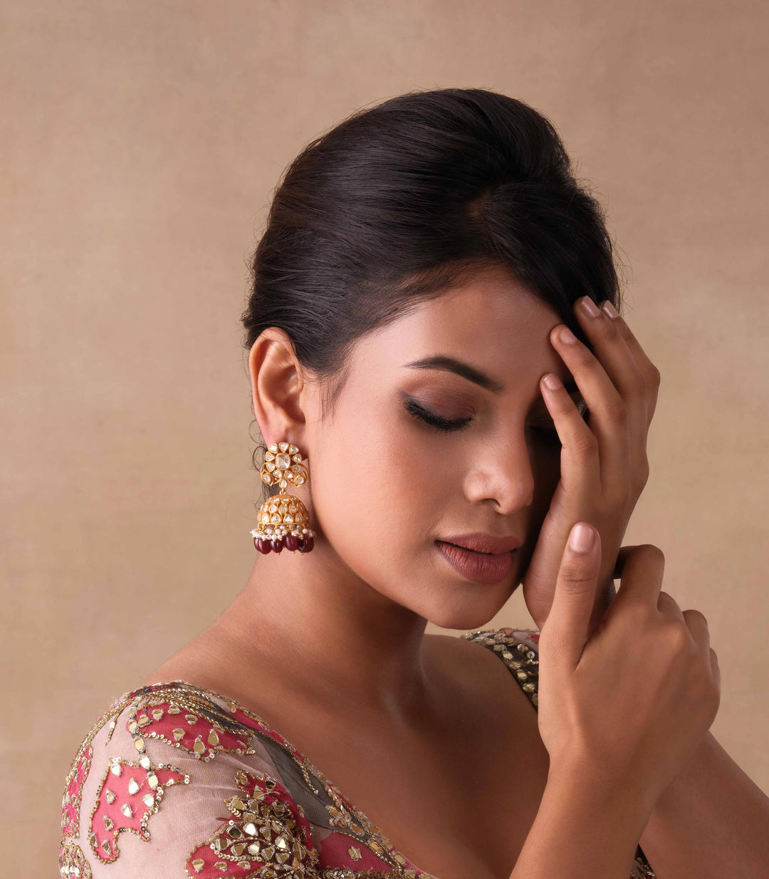 GANESHA RUBY GOLD PLATED MOISSANITE NECKLACE SET