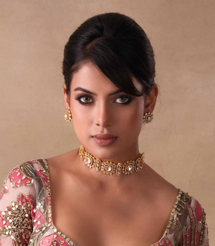 ADITA GOLD PLATED MOISSANITE CHOKER SET
