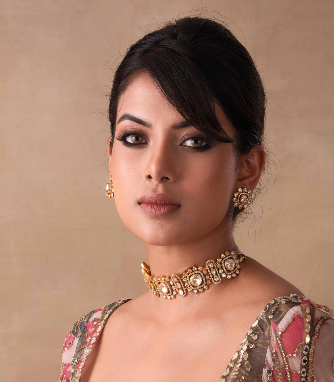 ADITA GOLD PLATED MOISSANITE CHOKER SET