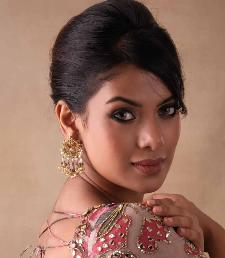 ANUSHREE RED & GREEN KUNDAN NECKLACE SET