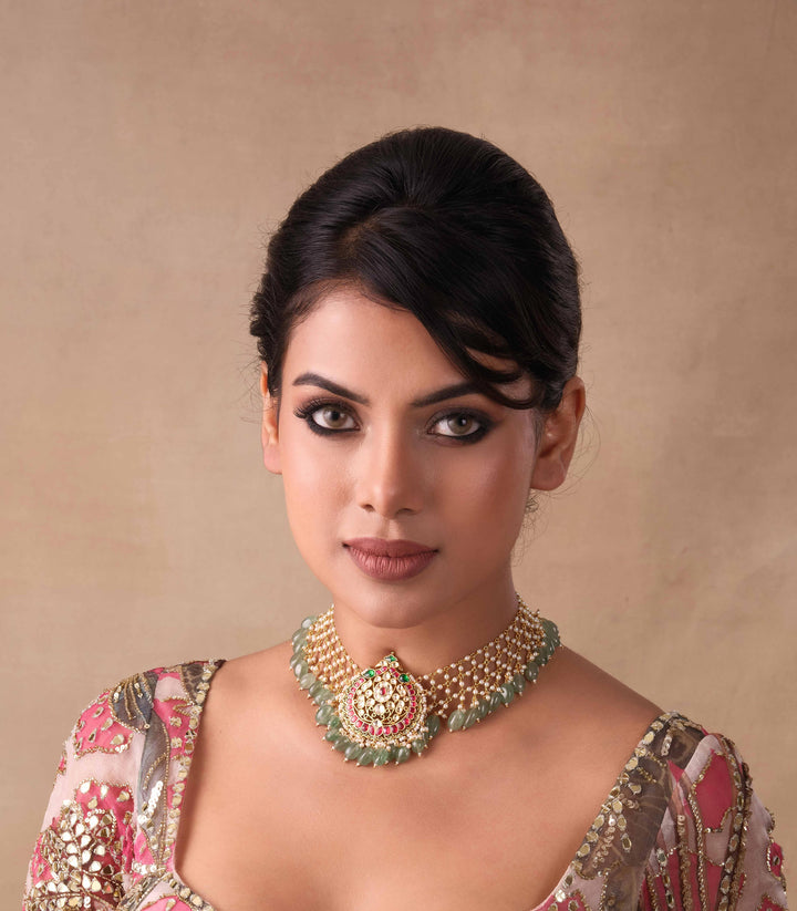 VINAYA RED & GREEN KUNDAN NECKLACE SET